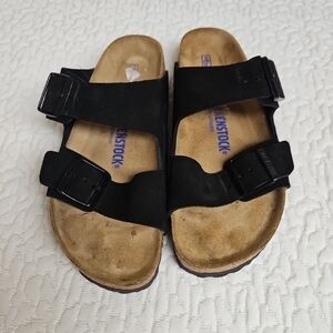 Birkenstock Black Sandals Black Suede Sz 39,Wore Only Twice